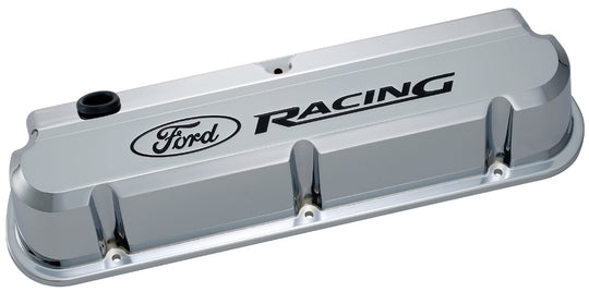 Valve Covers Slant Edge Tall Die Cast Chrome w/Recessed Ford Logo SB Ford Recessed Black Ford Racing Logo Ford Racing Engine Valve Cover ProForm   