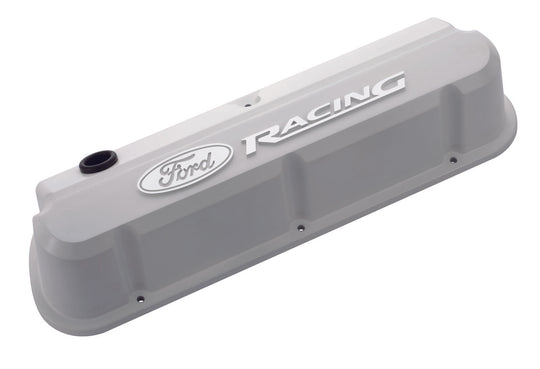 Valve Covers Slant Edge Tall Die Cast White with Raised Ford Logo SB Ford Raised Ford Racing Logo Ford Racing Engine Valve Cover ProForm   