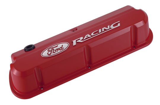 Valve Covers Slant Edge Tall Die Cast Red with Raised Ford Logo SB Ford Raised Ford Racing Logo Ford Racing Engine Valve Cover ProForm   