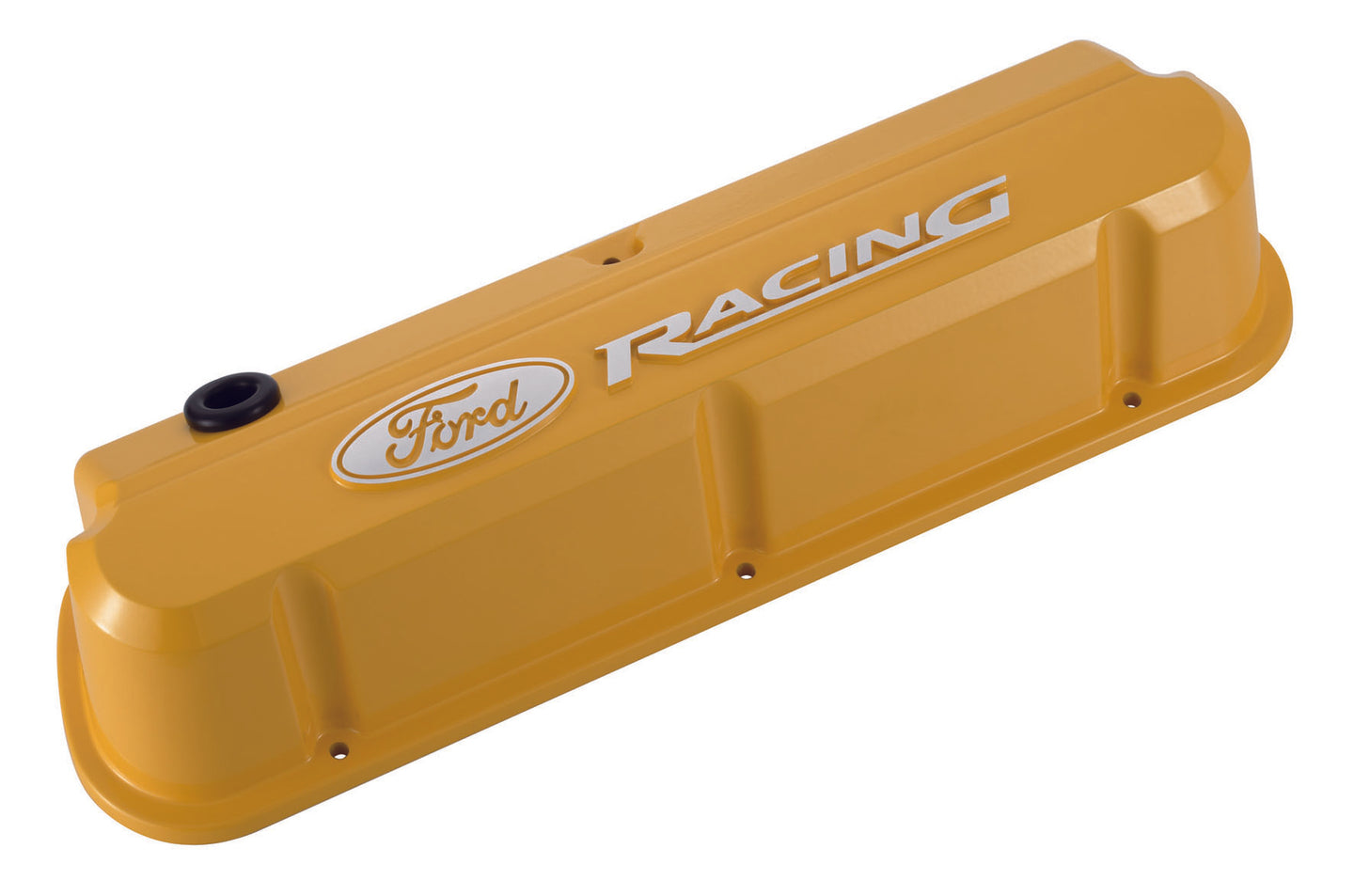 Valve Covers Slant Edge Tall Die Cast Yellow w Raised Ford Logo SB Ford Raised Ford Racing Logo Ford Racing Engine Valve Cover ProForm   