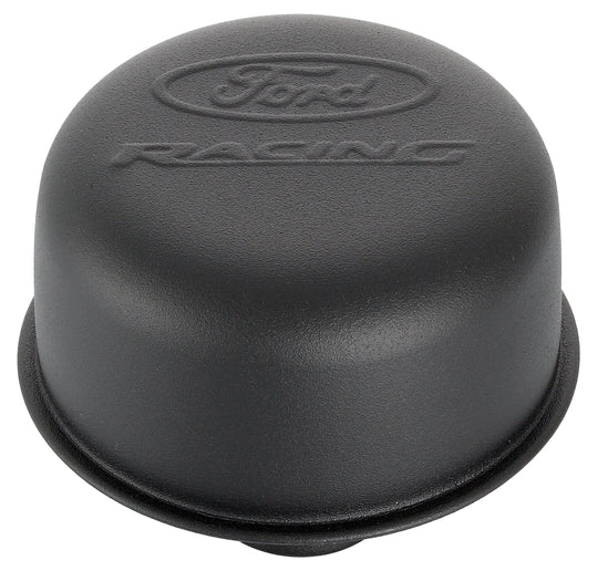Engine Valve Cover Breather 3 Inch Diameter Ford Logo Push-In Style Black Crinkle Ford Racing Engine Crankcase Breather Cap ProForm