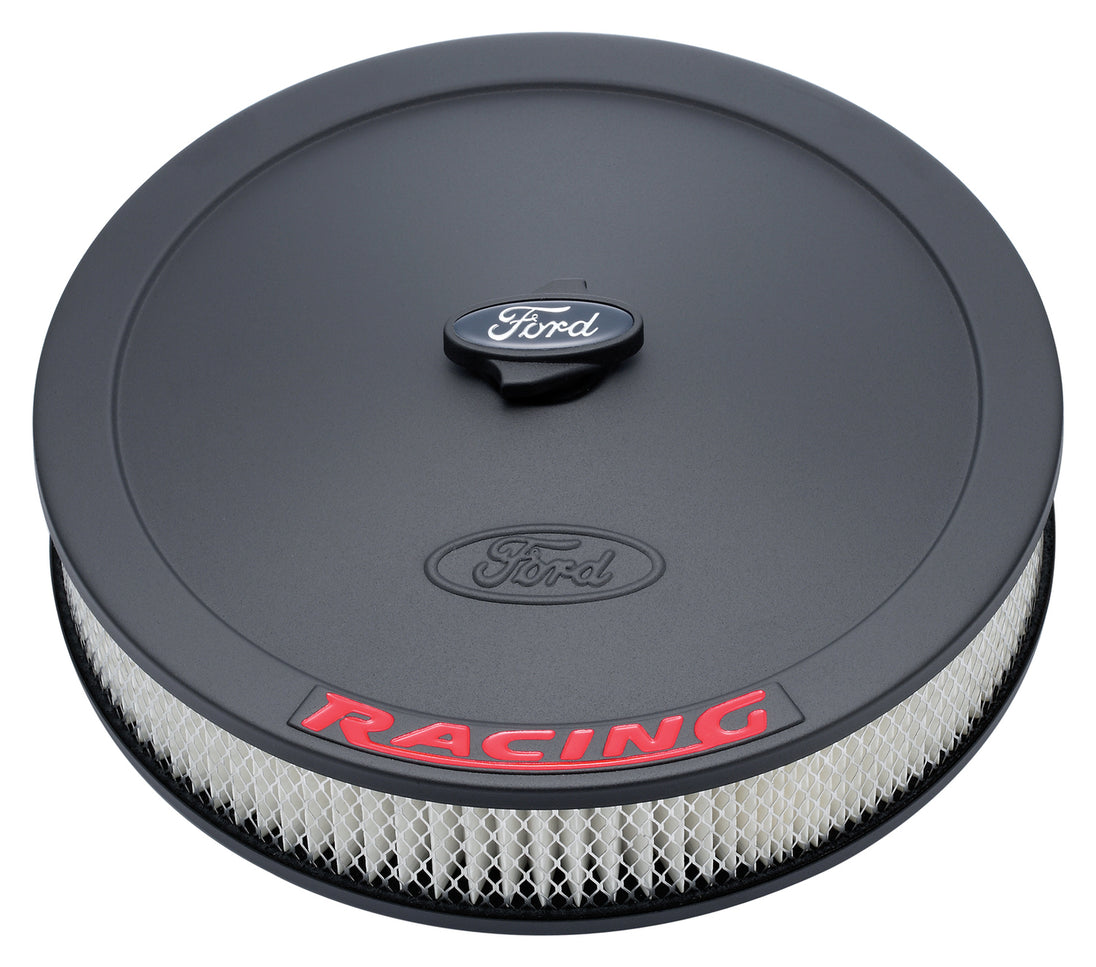 Air Cleaner Kit Black Embossed Ford Logo with Red Lettering 13 Inch Diameter Ford Racing Air Cleaner Assembly ProForm   