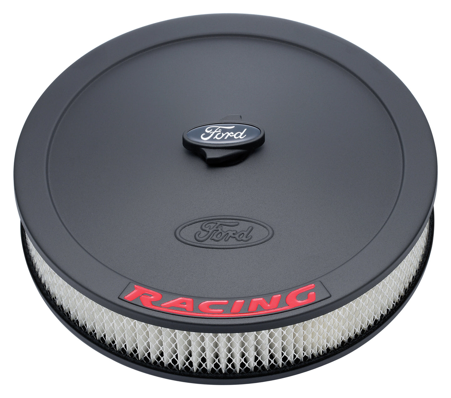 Air Cleaner Kit Black Embossed Ford Logo with Red Lettering 13 Inch Diameter Ford Racing Air Cleaner Assembly ProForm   