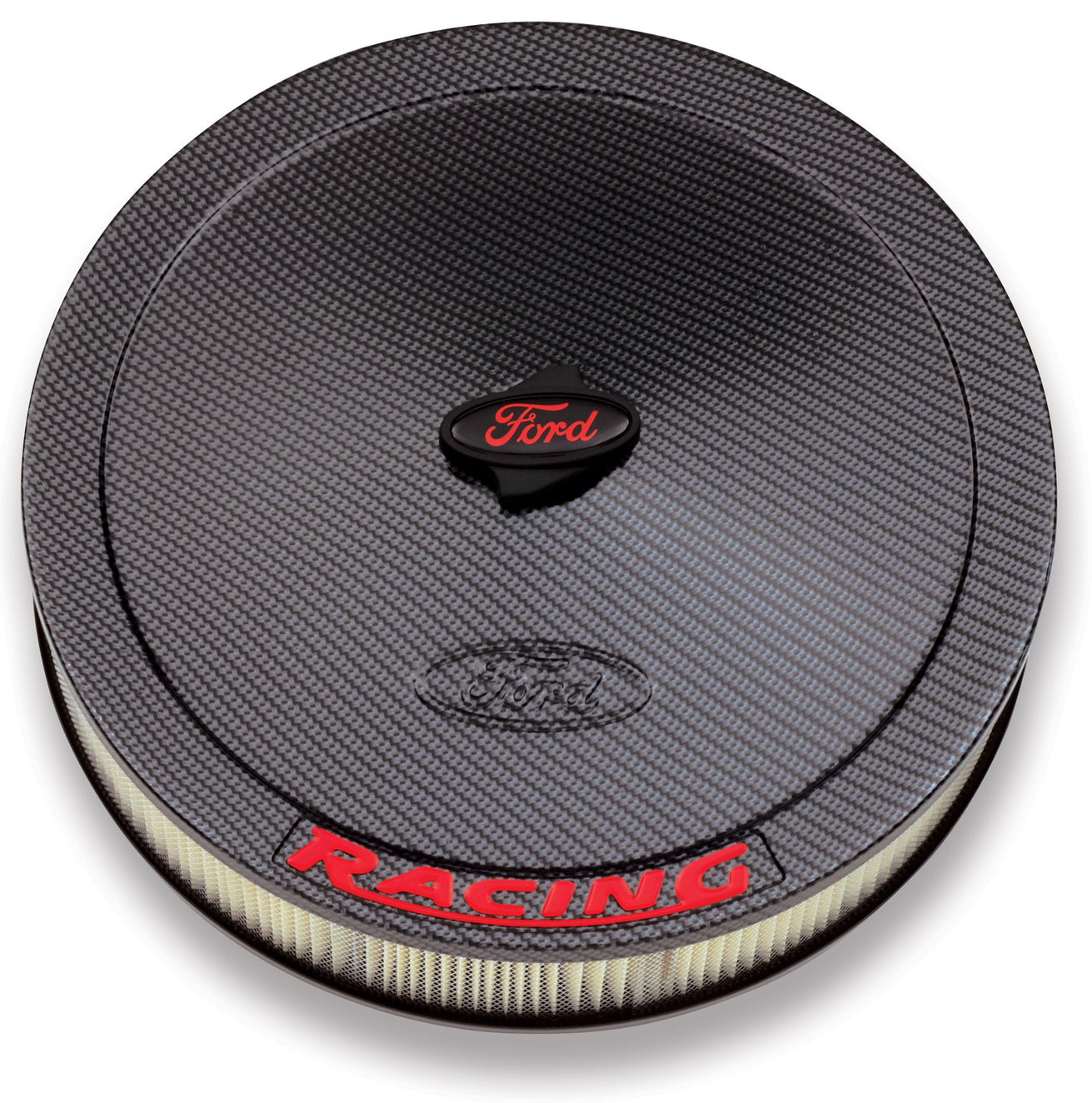 Air Cleaner Kit Carbon Style Embossed Ford Logo W/Red Lettering 13 Inch Diameter Ford Racing Air Cleaner Assembly ProForm   