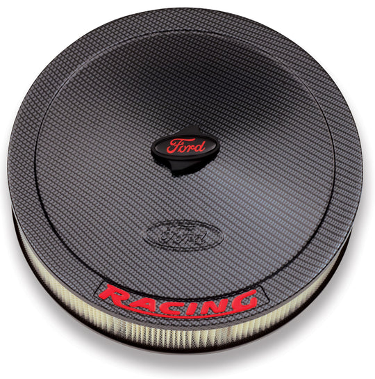 Air Cleaner Kit Carbon Style Embossed Ford Logo W/Red Lettering 13 Inch Diameter Ford Racing Air Cleaner Assembly ProForm   