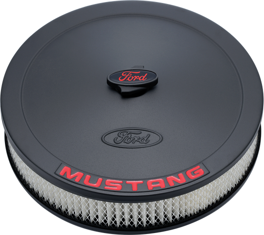 Air Cleaner Kit Black Embossed Mustang Logo 13 Inch Diameter W/Center Nut Ford Racing Air Cleaner Assembly ProForm   