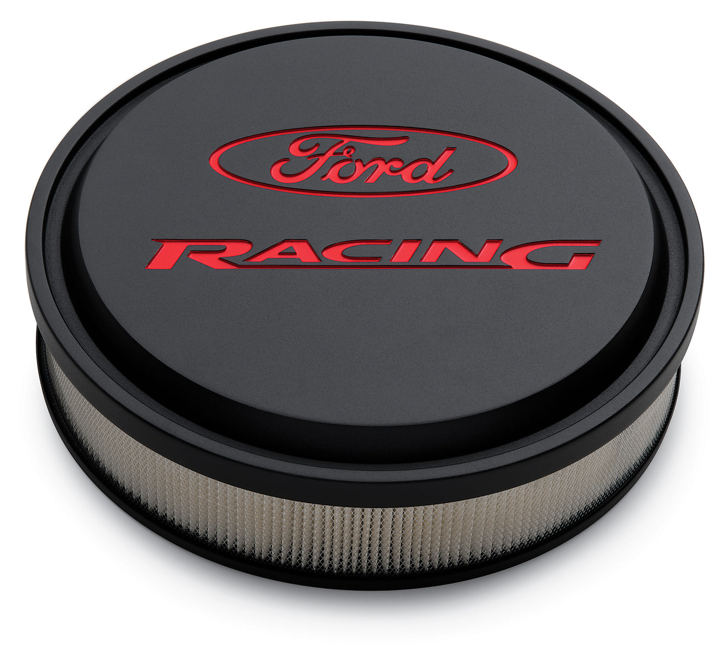 Slant-Edge Alunimum Air Cleaner Kit Black Crinkle Recessed Red Emblems 13 Inch Ford Racing Air Cleaner Assembly ProForm   