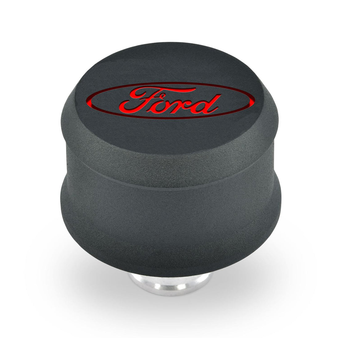 Slant-Edge Aluminum Push-In Air Breather Cap Black Crinkle Finish Recessed Red Oval Ford Emblem Proform Engine Crankcase Breather Cap ProForm   