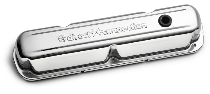 Engine Valve Covers Steel Chrome Direct Connection Logo Fits LA/Small Block Engines Proform Engine Valve Cover ProForm   