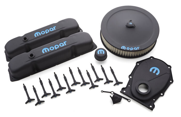 Engine Dress-Up Kit Black Crinkle w/Blue MOPAR Logo Big Block (B/RB) Engines Proform Engine Dress Up Kit ProForm   