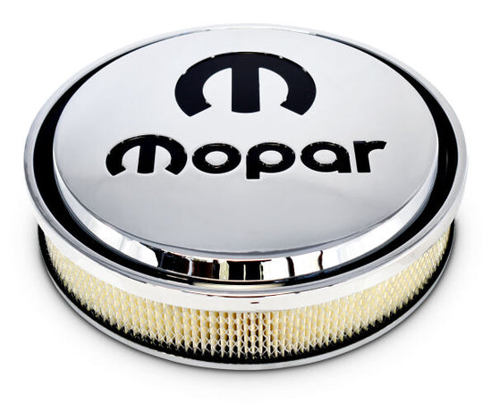 Air Cleaner Kit 14 Inch Diameter Aluminum Chrome Recessed Black MOPAR Emblem Proform Air Cleaner Adapter Kit ProForm   