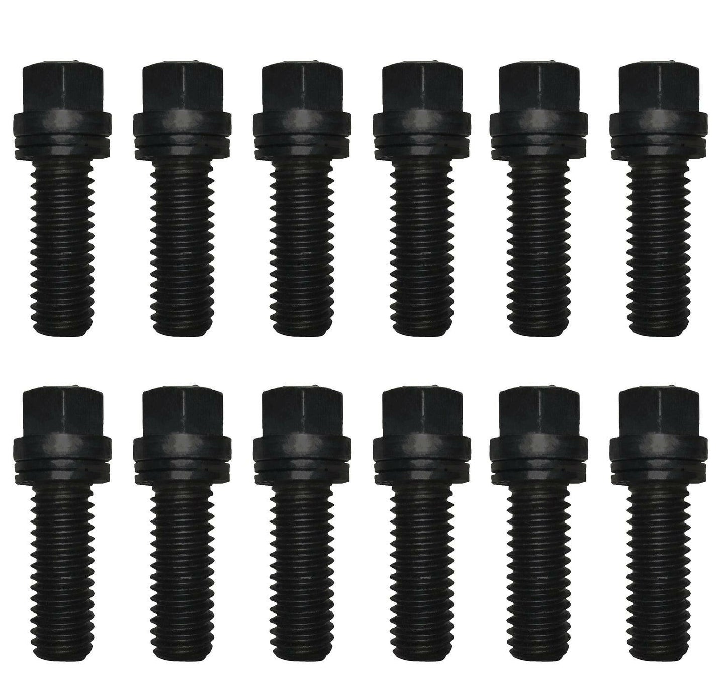 Wedge-Locking Header Bolts Hex Head 3/8 Diameter X 1 Inch Black Oxide 12 Pcs Proform Exhaust Header Bolt ProForm   