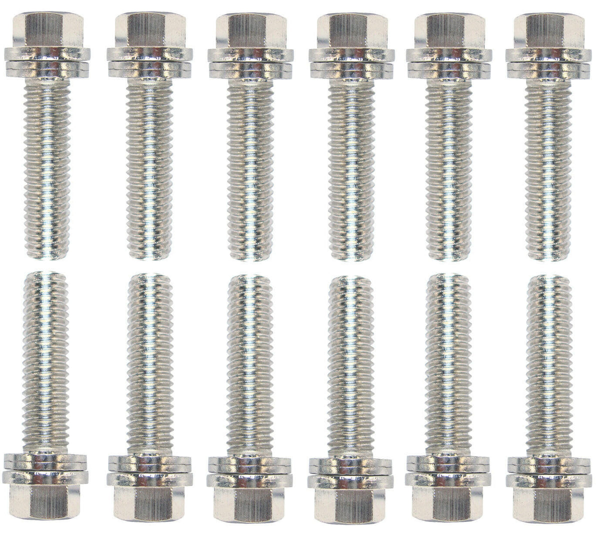 Wedge-Locking Header Bolts Hex Head M8 X .984 Inch Chevy LS Nickel Plt 12 Pcs Proform Exhaust Header Bolt ProForm