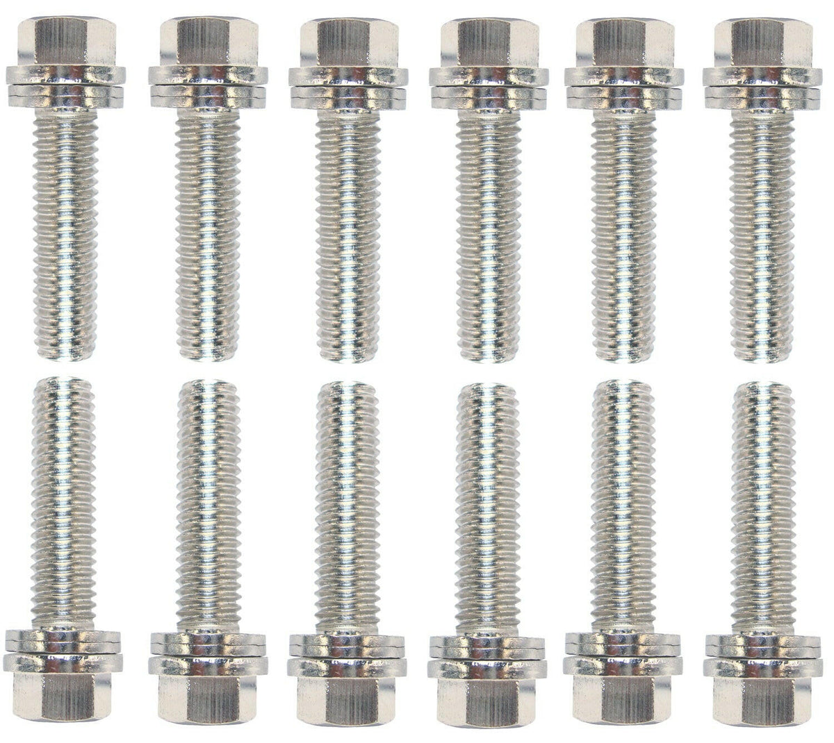 Wedge-Locking Header Bolts Hex Head M8 X 1.18 1 Inch Chevy LS Nickel Plt 12 Pcs Proform Exhaust Header Bolt ProForm
