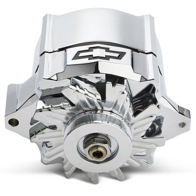 Chevy Slant-Edge Alternator Recessed Red Bowtie Emblem - Chrome Alternators ProForm