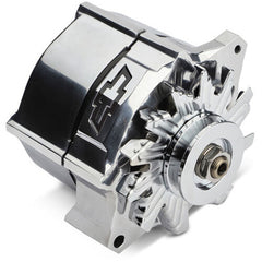 Chevy Slant-Edge Alternator Recessed Red Bowtie Emblem - Polished Alternators ProForm