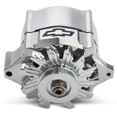Chevy Slant-Edge Alternator Recessed Red Bowtie Emblem - Polished Alternators ProForm