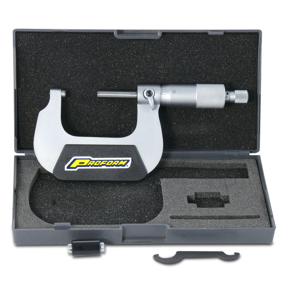 Micrometer Measures 3 to 4 Inch Range in .0001 Increments Steel Plastic Carrying Case Included Proform Multi Purpose Micrometer ProForm