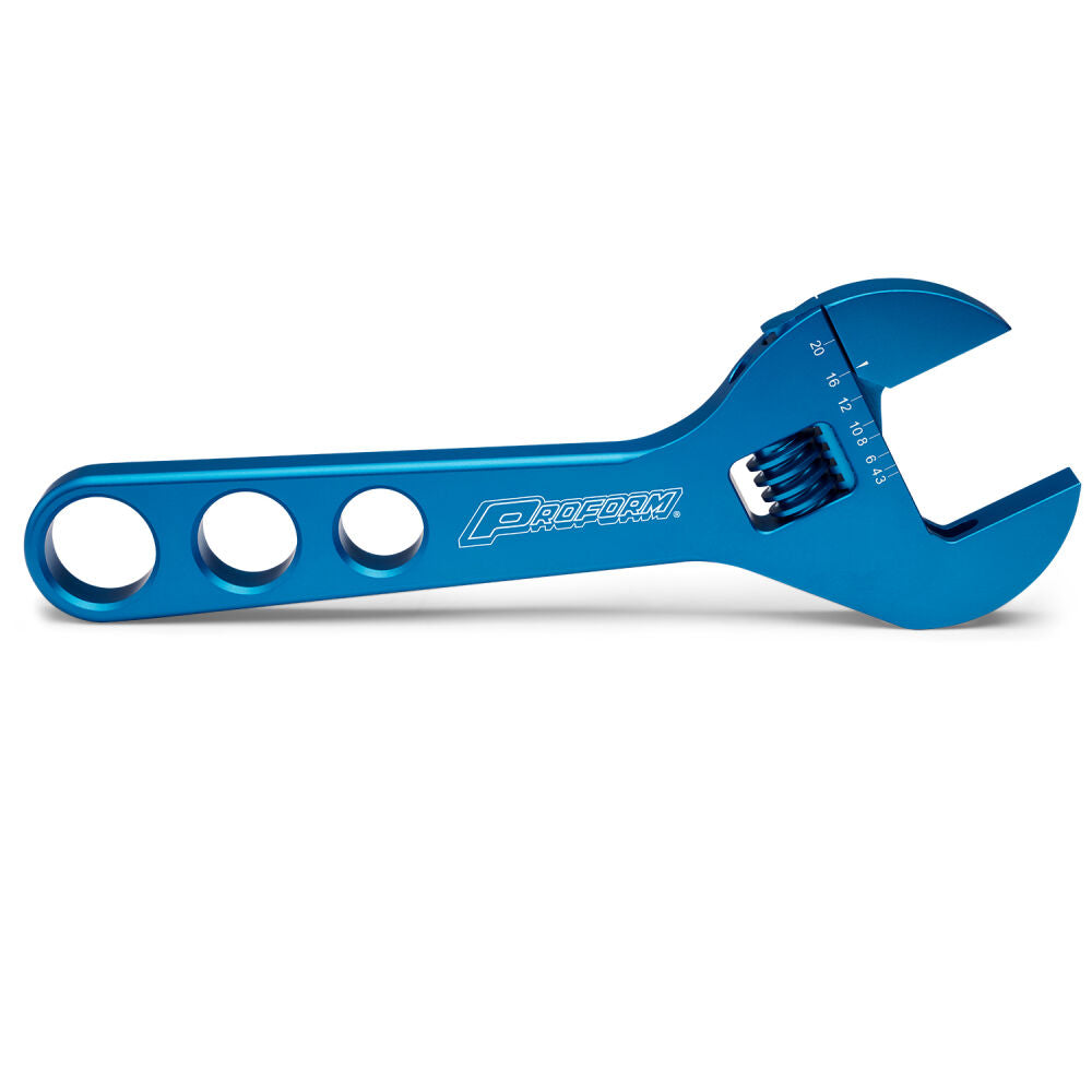 Adjustable AN Fitting Wrench This Wrench Fits AN Fitting Sizes 10AN-20AN Blue Anodized Billet Aluminum Proform Line Fitting Wrench Set ProForm